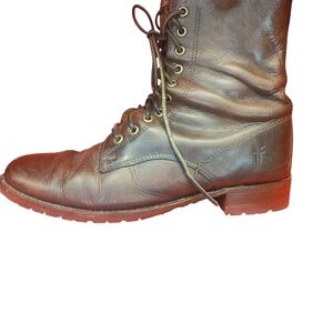 FRYE AND CO Brown Combat Moto Boots with Timeless Appeal